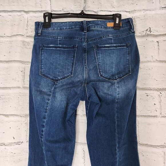 Social Standard by Sanctuary Raw Hem Mid Rise Kick Crop Jeans Blue Size 8 - Picture 6 of 15